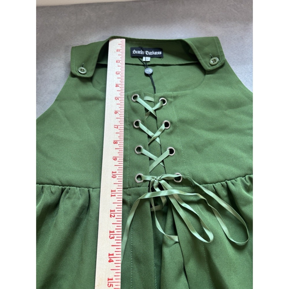 Scarlet Darkness Lace Up Over Dress Vest Dress XS Green LARP Ren Faire Peasant - Picture 5 of 12